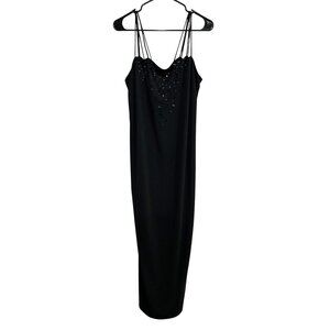J.R. Nites By Caliendo Black Sequin Embellished Evening Maxi Dress Size 14